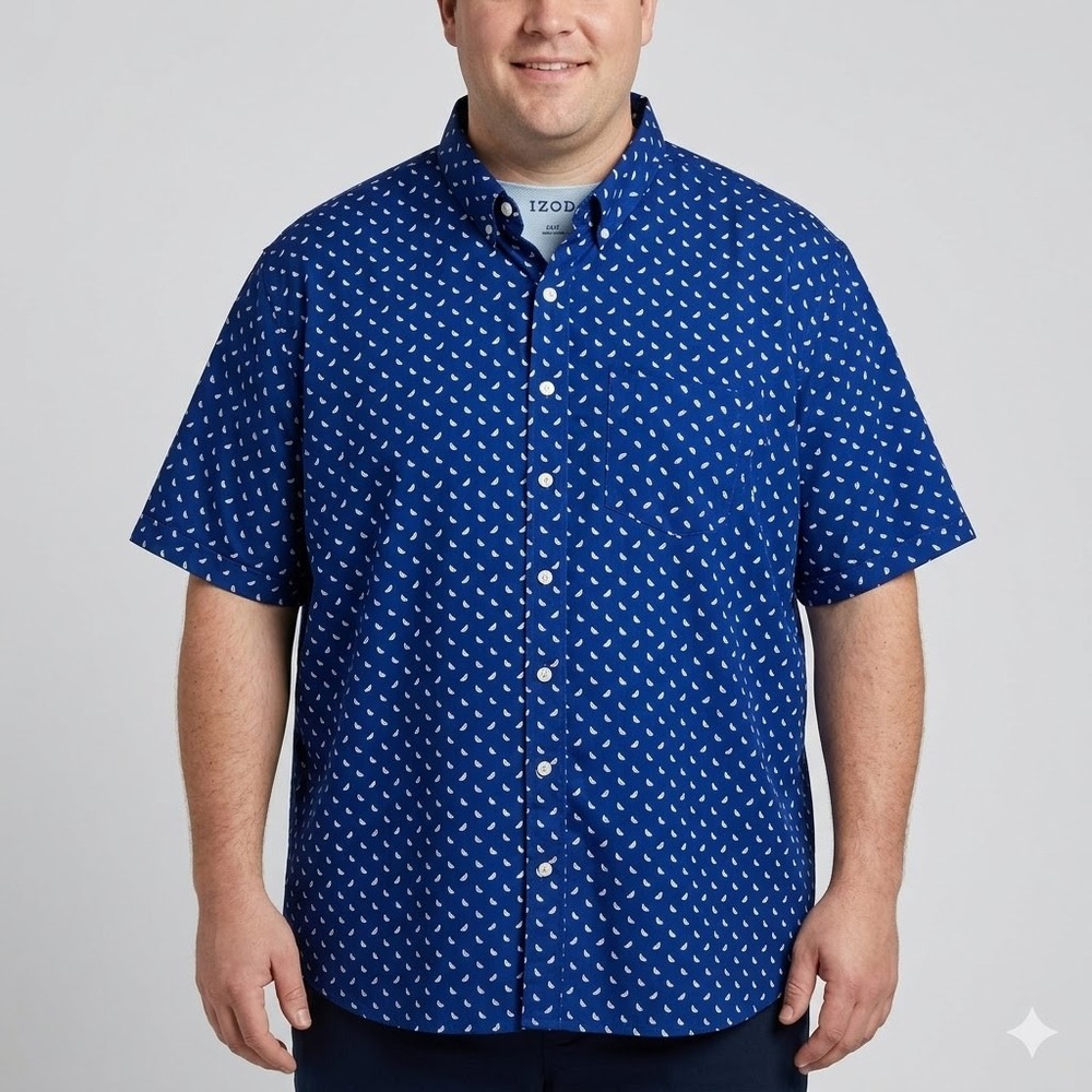 IZOD Button Down Shirt 2XLT Big & Tall Watermelon Novelty Print‎ Blue